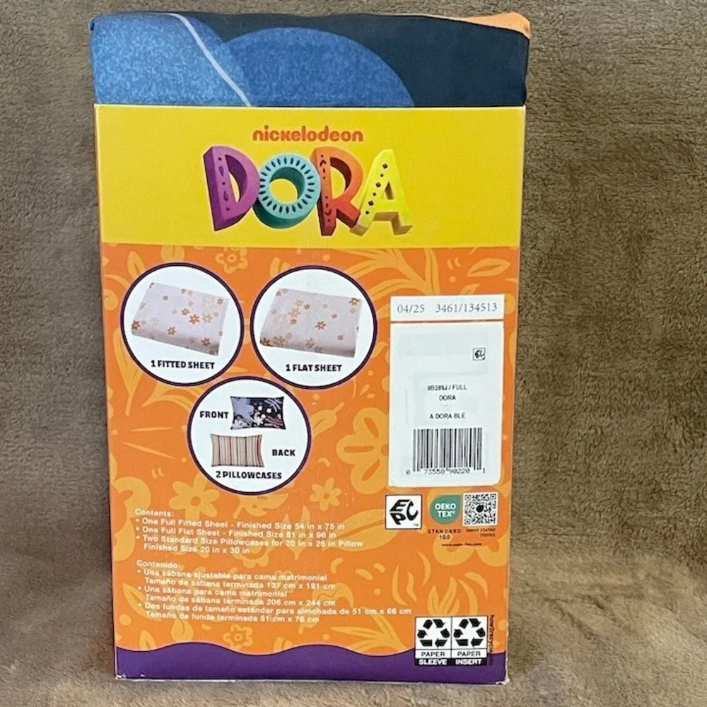 Nickelodeon Dora the Explorer 4 Piece Full Sheet Set Microfiber Bedding Floral